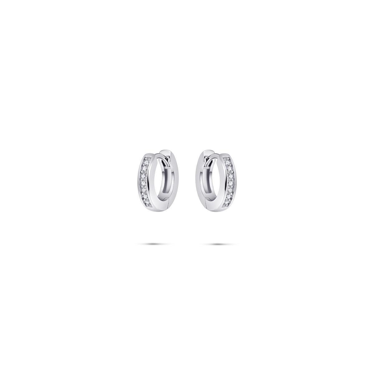 Gisser Silver Cz Pave Set Hoops