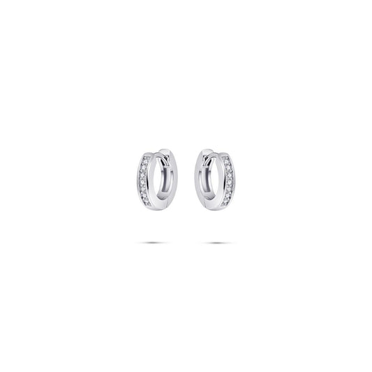 Gisser Silver Cz Pave Set Hoops