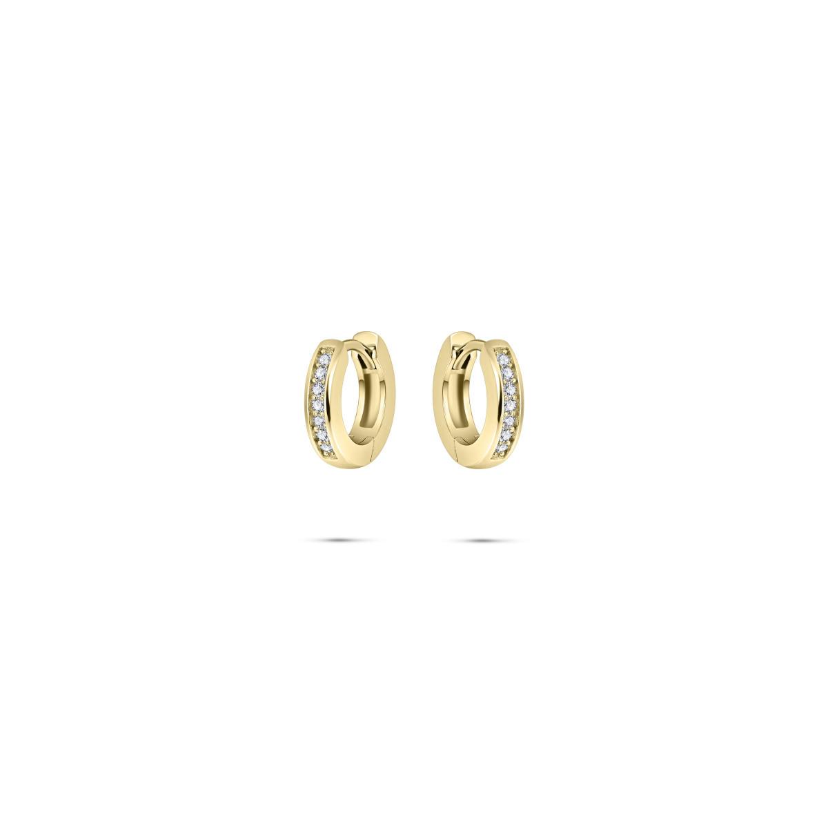 Gisser Gold Cz Pave Set Hoops