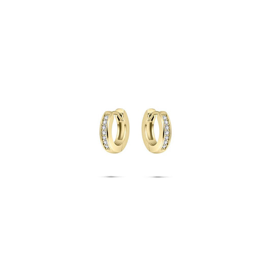 Gisser Gold Cz Pave Set Hoops