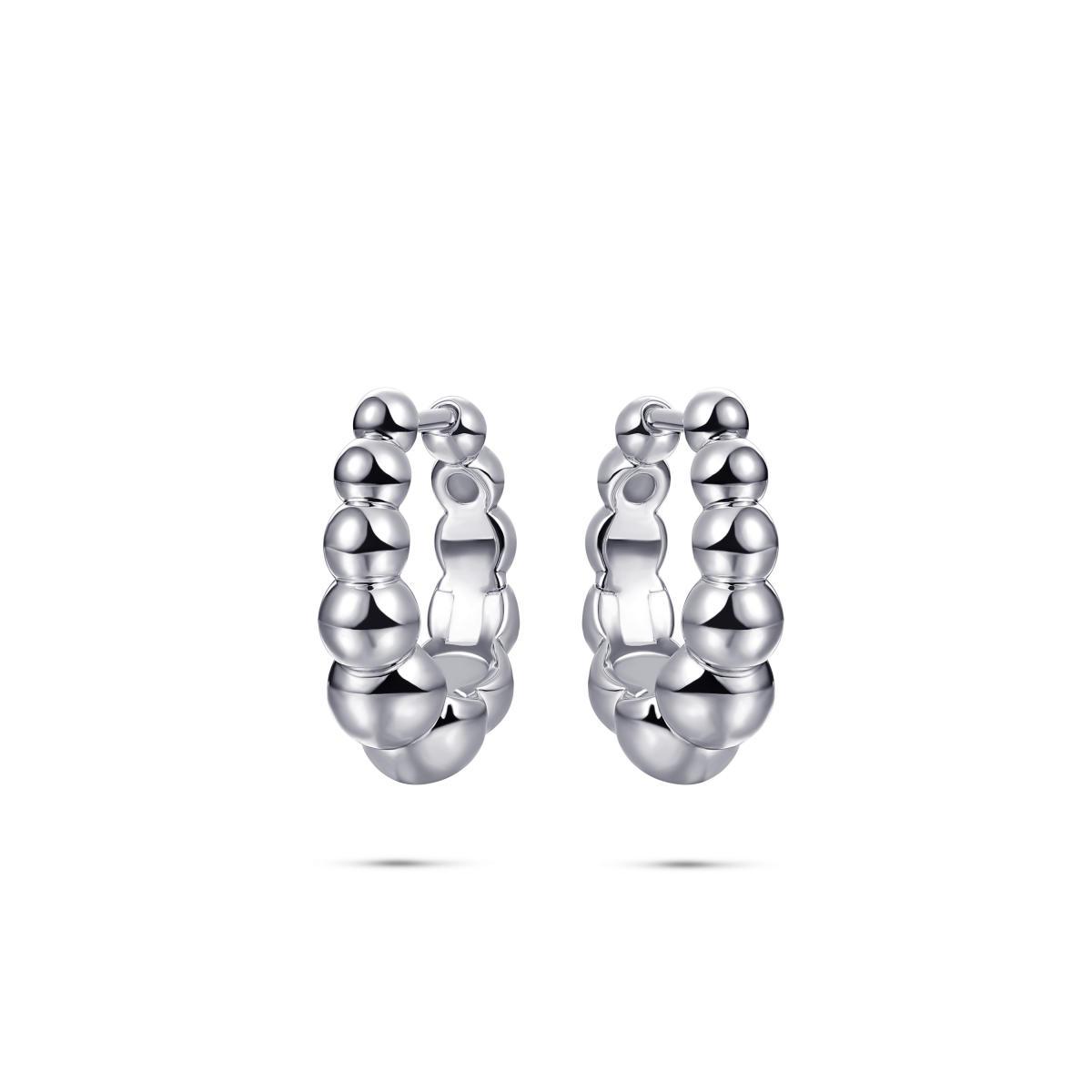 Silver Bead Hoop Earrings