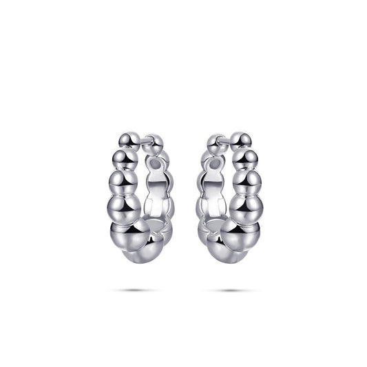Silver Bead Hoop Earrings