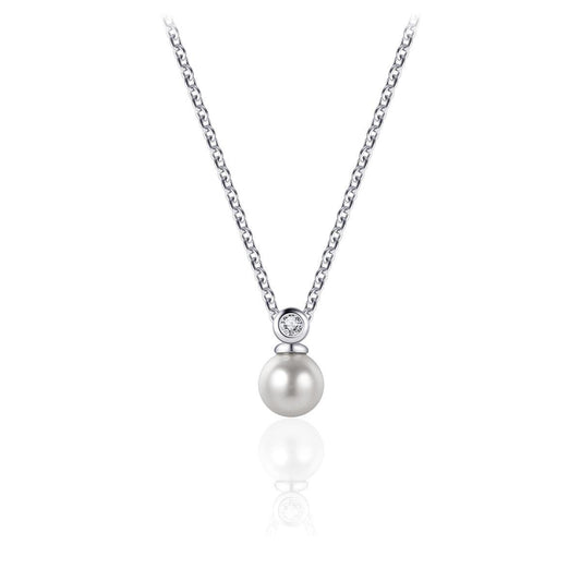 Silver Pearl Pendant Necklace