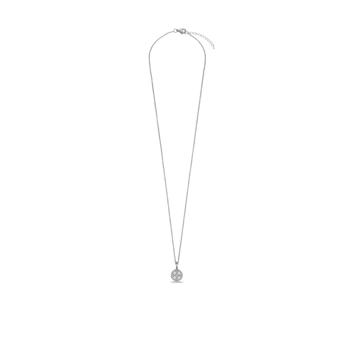Gisser Silver Cz Circle Pendant Necklace