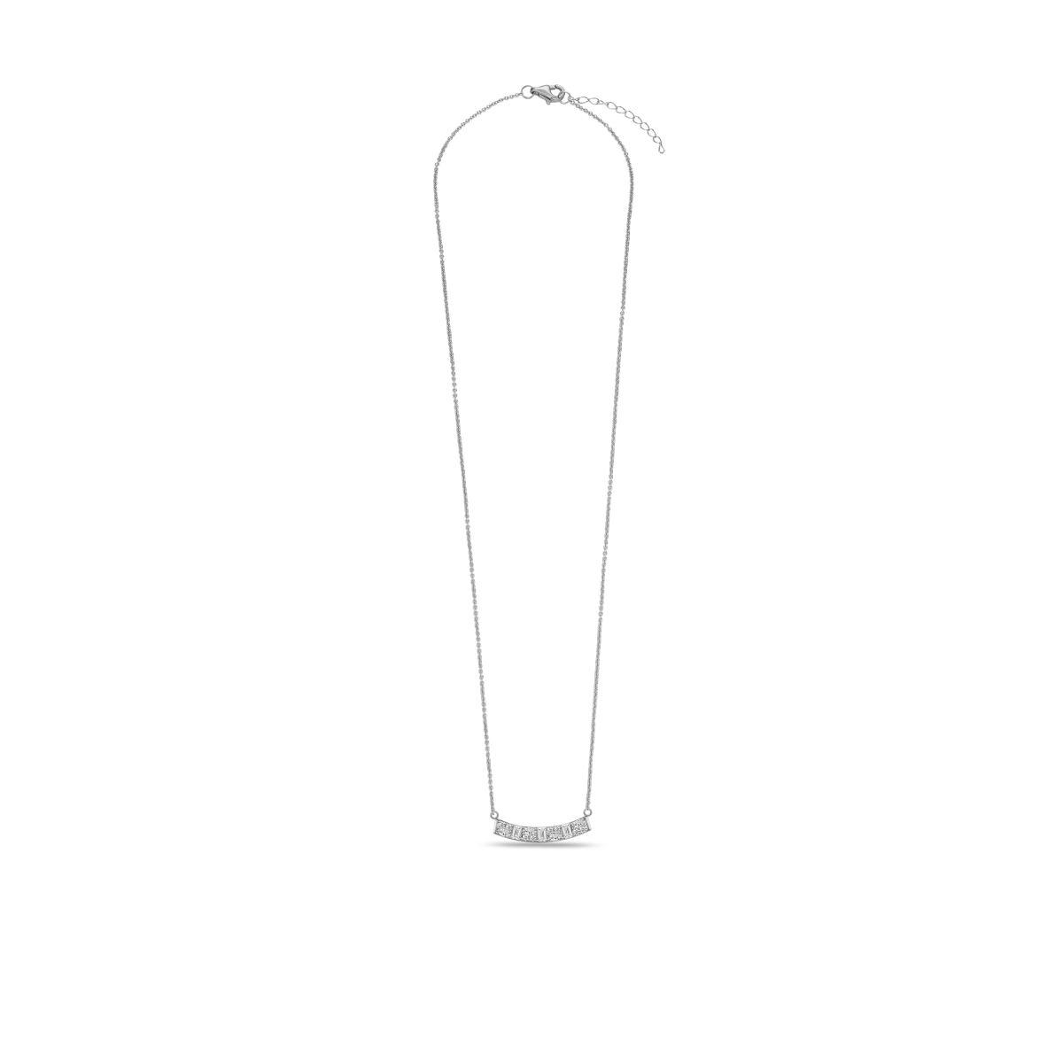 Gisser Silver Cz Bar Necklace