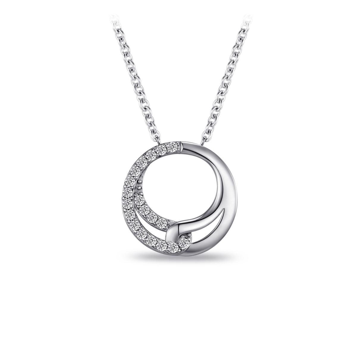 Gisser Silver Cz Circle Necklace | 16MM