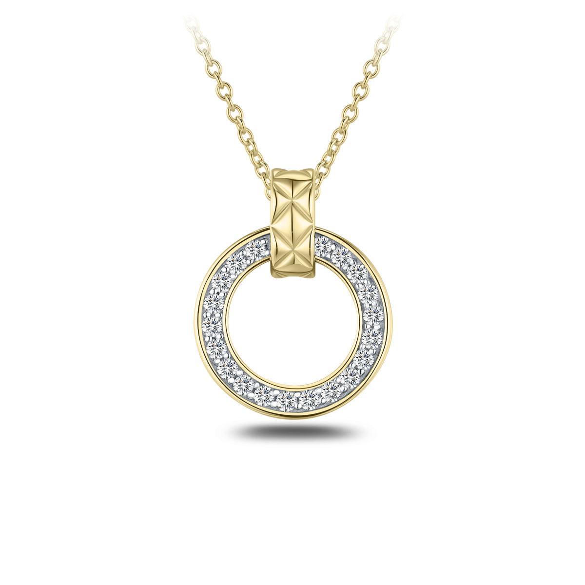 Golden Cz Circle Chained Pendant
