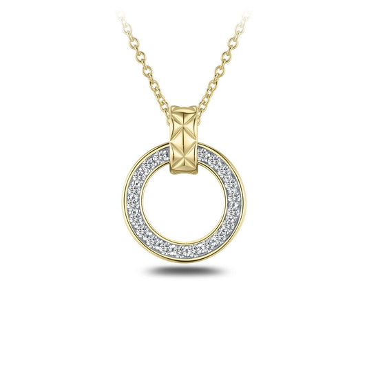 Golden Cz Circle Chained Pendant