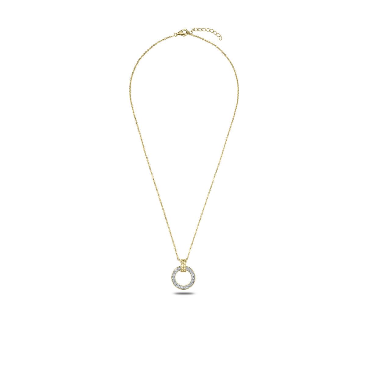 Golden Cz Circle Chained Pendant