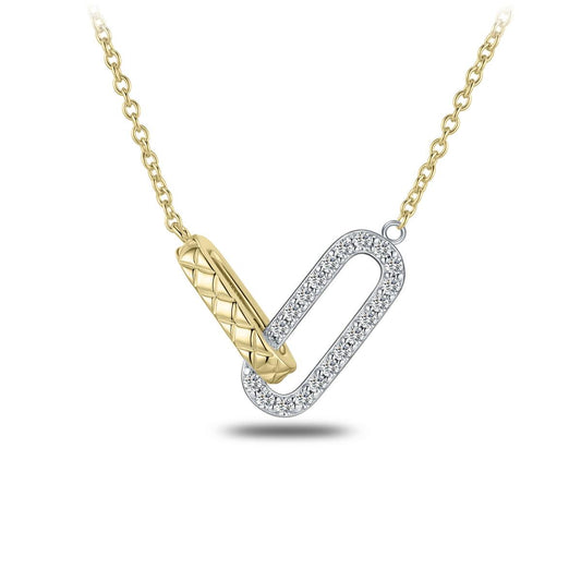 Golden Cz Quilt Design Linked Necklace