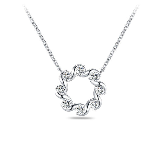 Silver Cz Circle Necklace