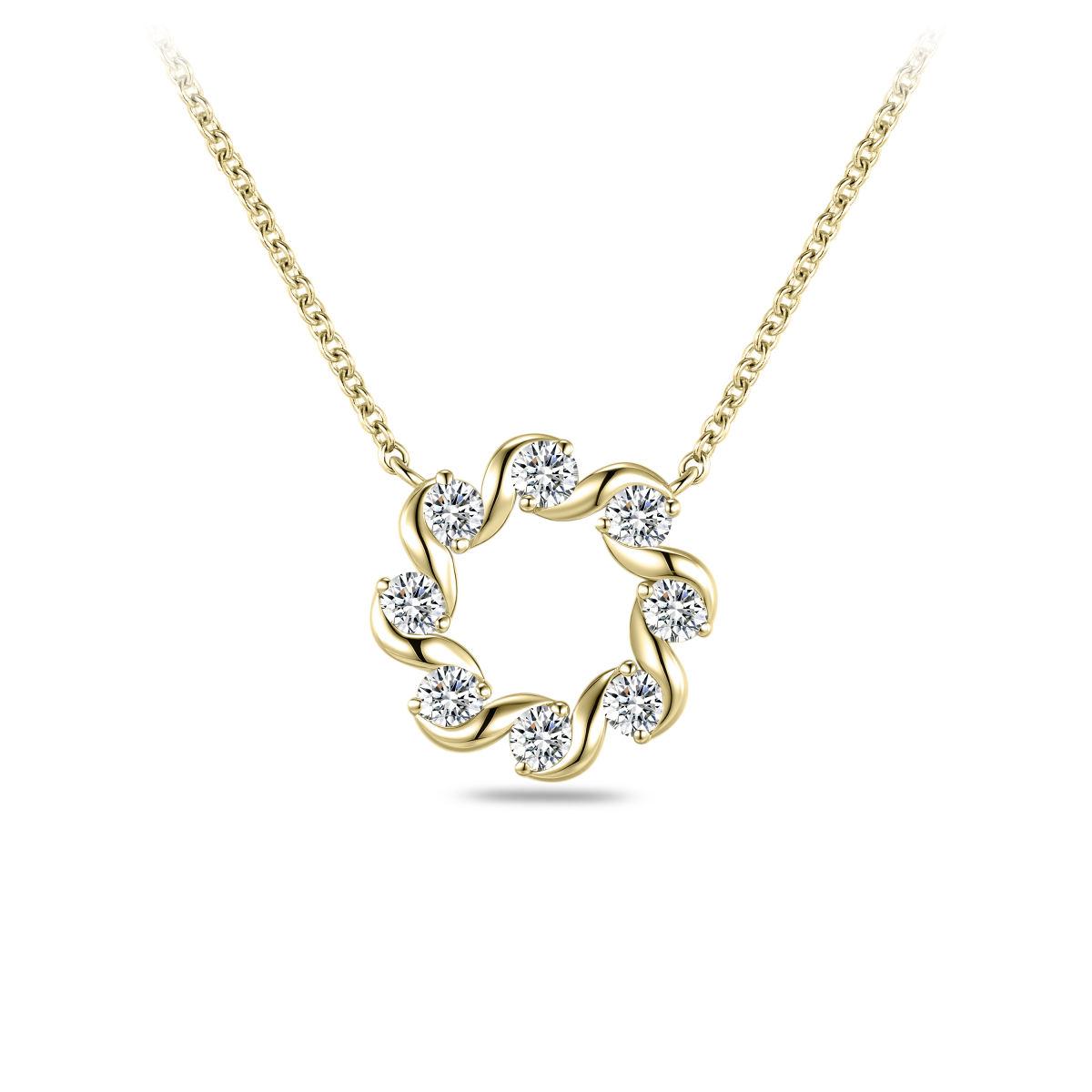 Gisser Golden Cz Circle Pendant Necklace