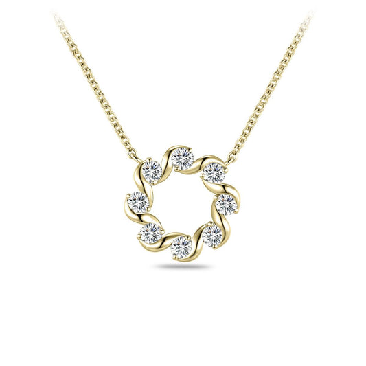 Gisser Golden Cz Circle Pendant Necklace
