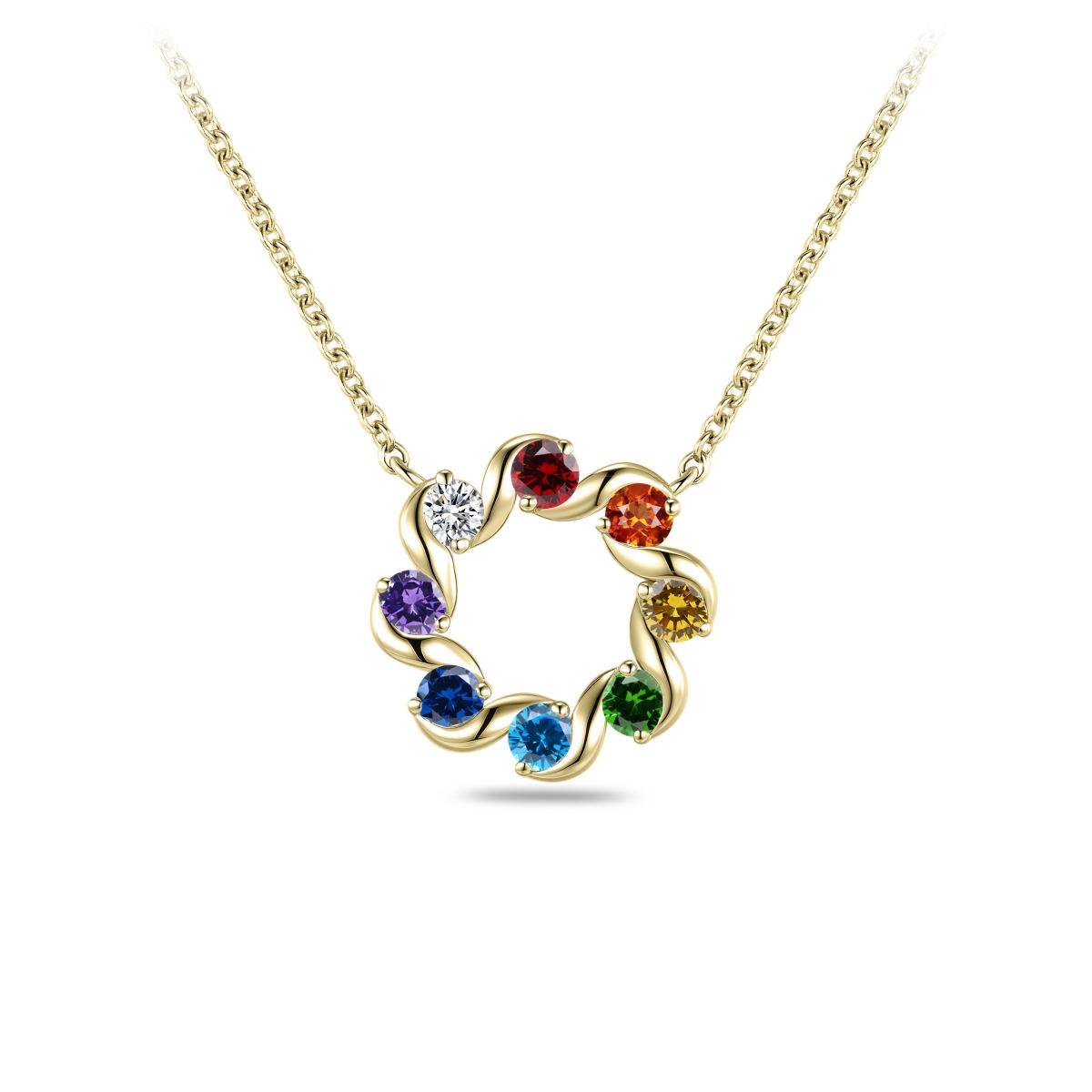 Golden Multi Colour Cz Circle Necklace