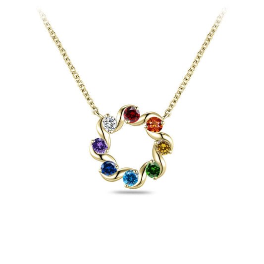 Golden Multi Colour Cz Circle Necklace