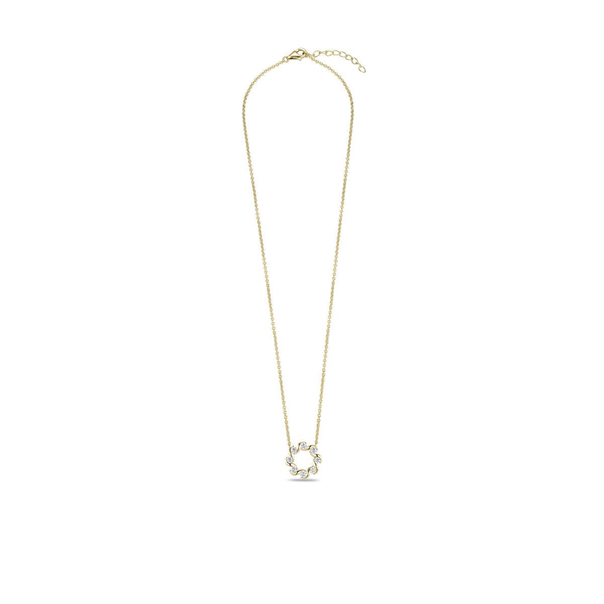 Gisser Golden Cz Circle Pendant Necklace