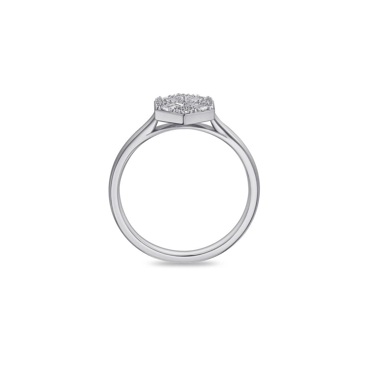 Gisser Silver Cz Hexagon Ring