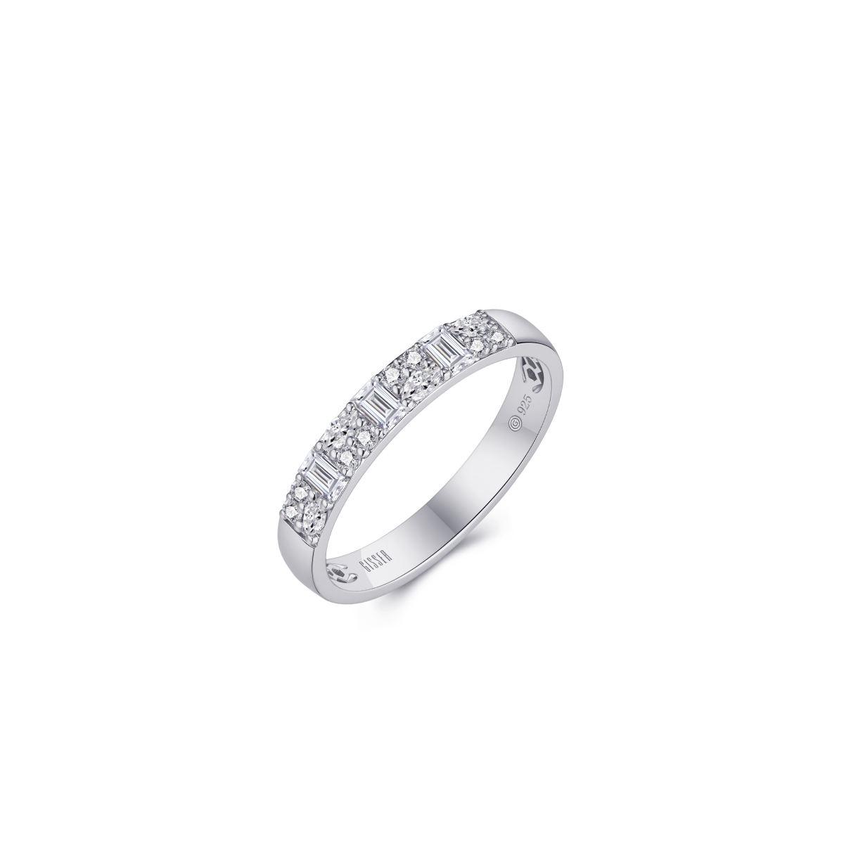 Gisser Silver Cz Band Ring