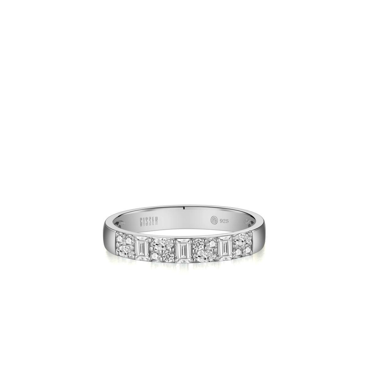 Gisser Silver Cz Band Ring