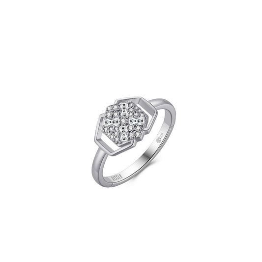 Gisser Silver Cz Signature Cross Ring