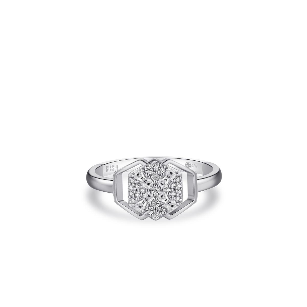 Gisser Silver Cz Signature Cross Ring