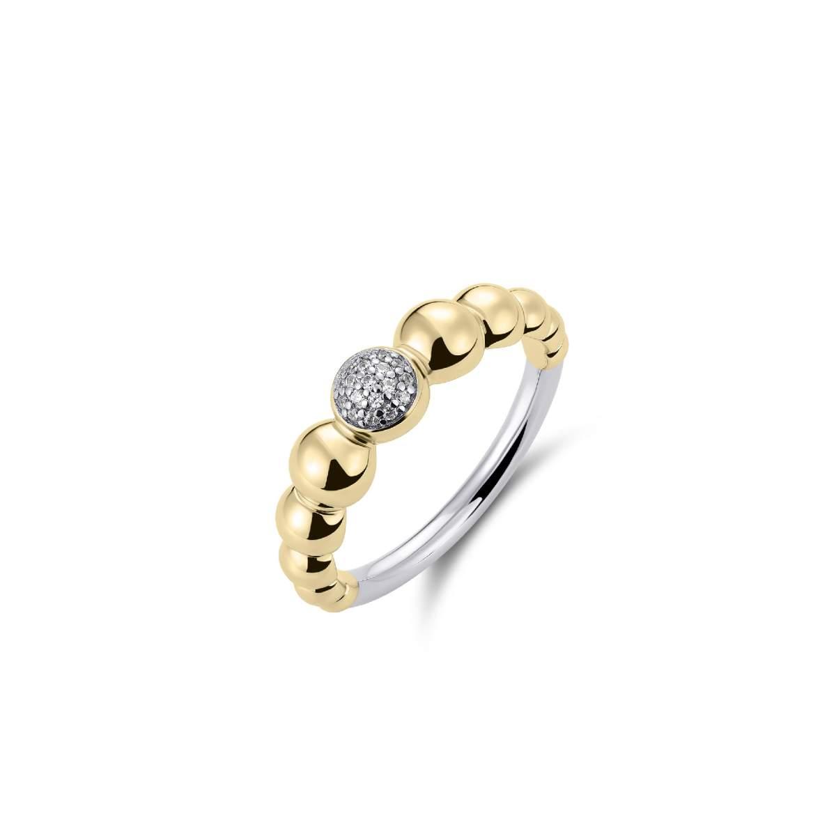 Gold Beaded Pave Ring