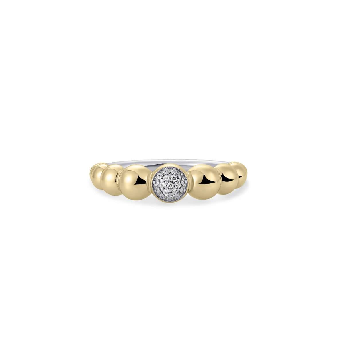 Gold Beaded Pave Ring