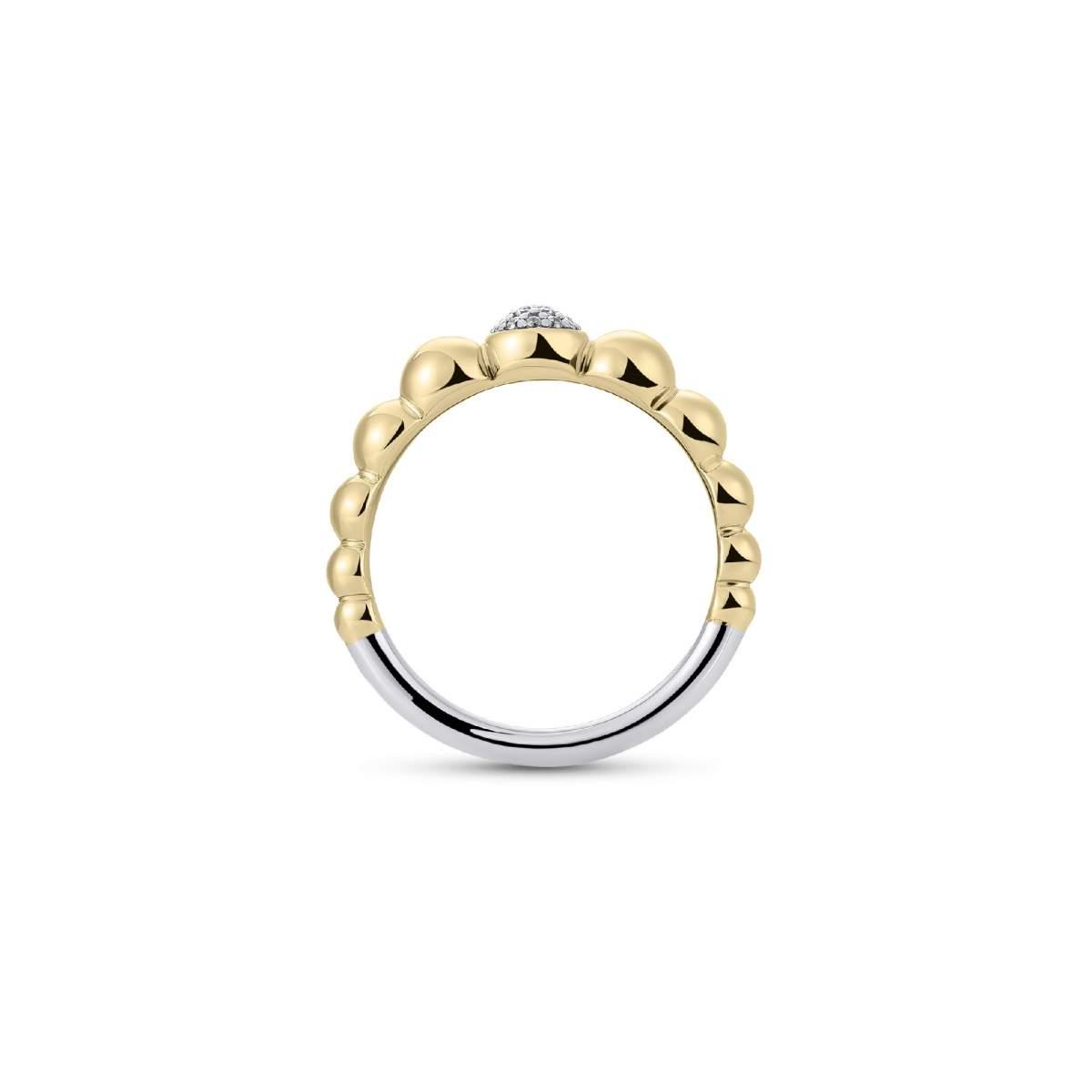 Gold Beaded Pave Ring