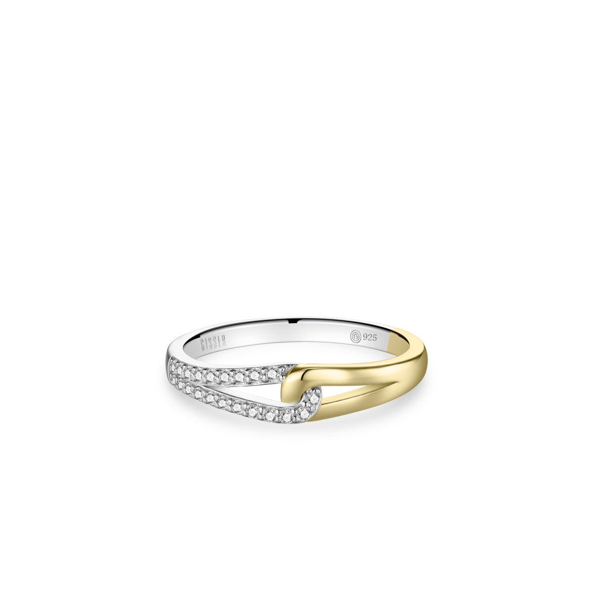 Mixed Metal Cz Link Ring