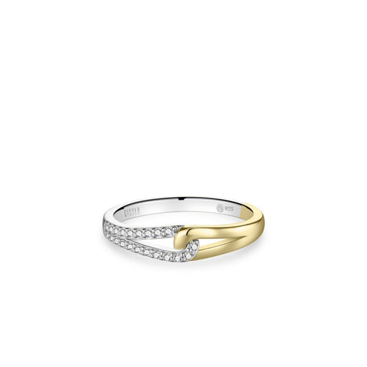 Mixed Metal Cz Link Ring