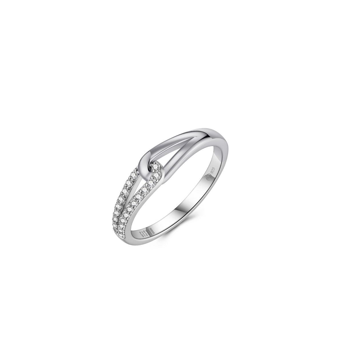 Silver Cz Link Ring