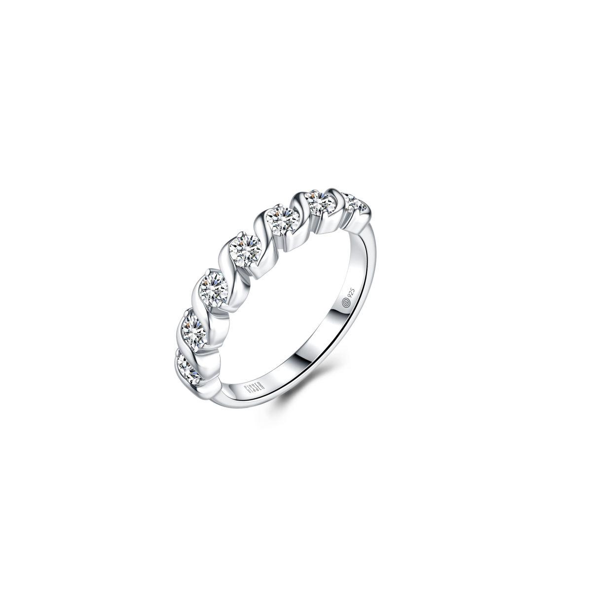 Silver Cz Twist Band Ring