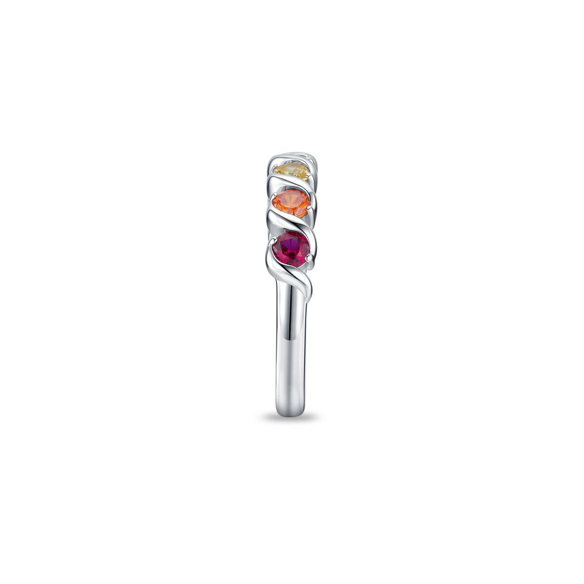 Silver Multi Colour Cz Twist Band RIng