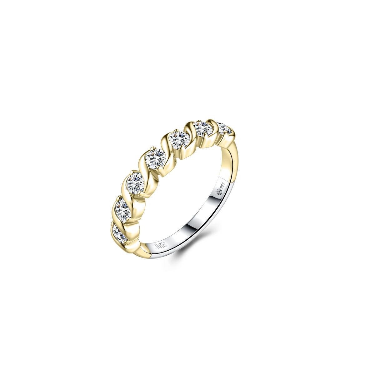 Golden Cz Twist Band Ring