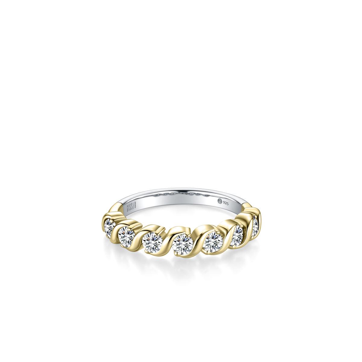Golden Cz Twist Band Ring