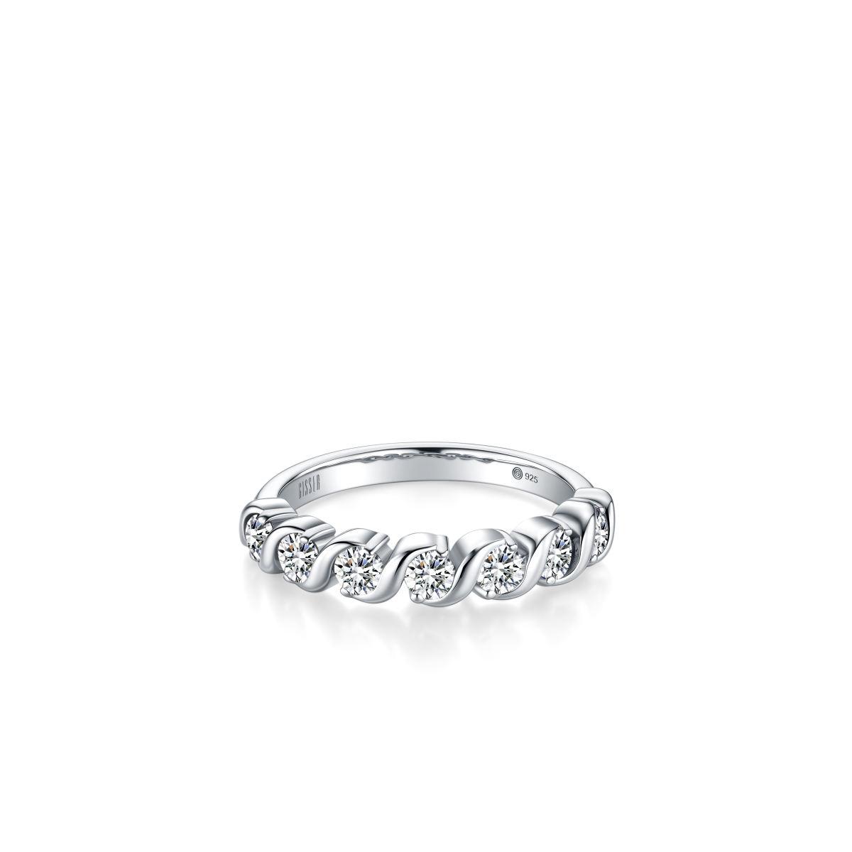 Silver Cz Twist Band Ring