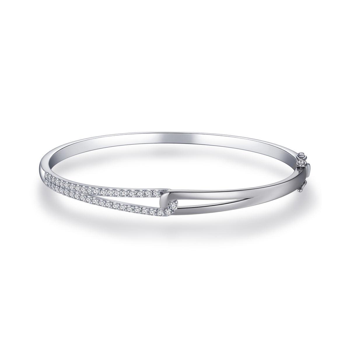 Gisser Silver Cz Link Bangle