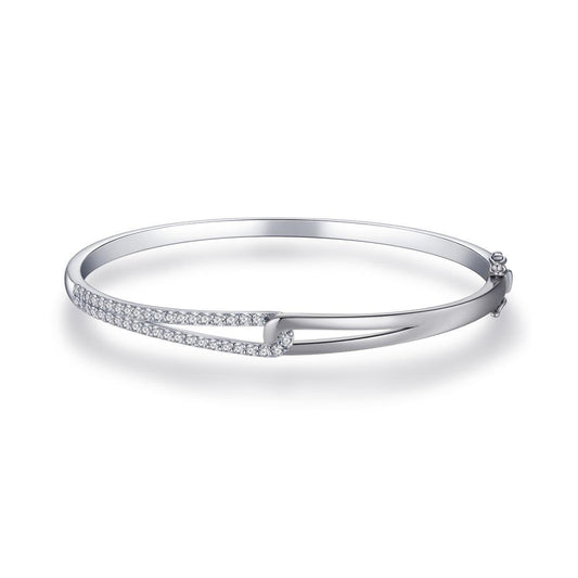 Gisser Silver Cz Link Bangle