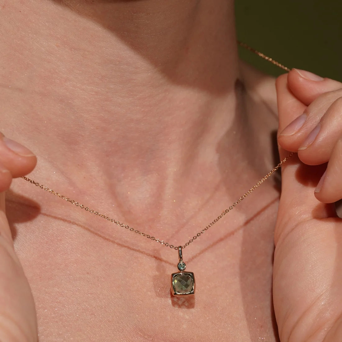 Lush Garden Green Quartz Pendant & Chain