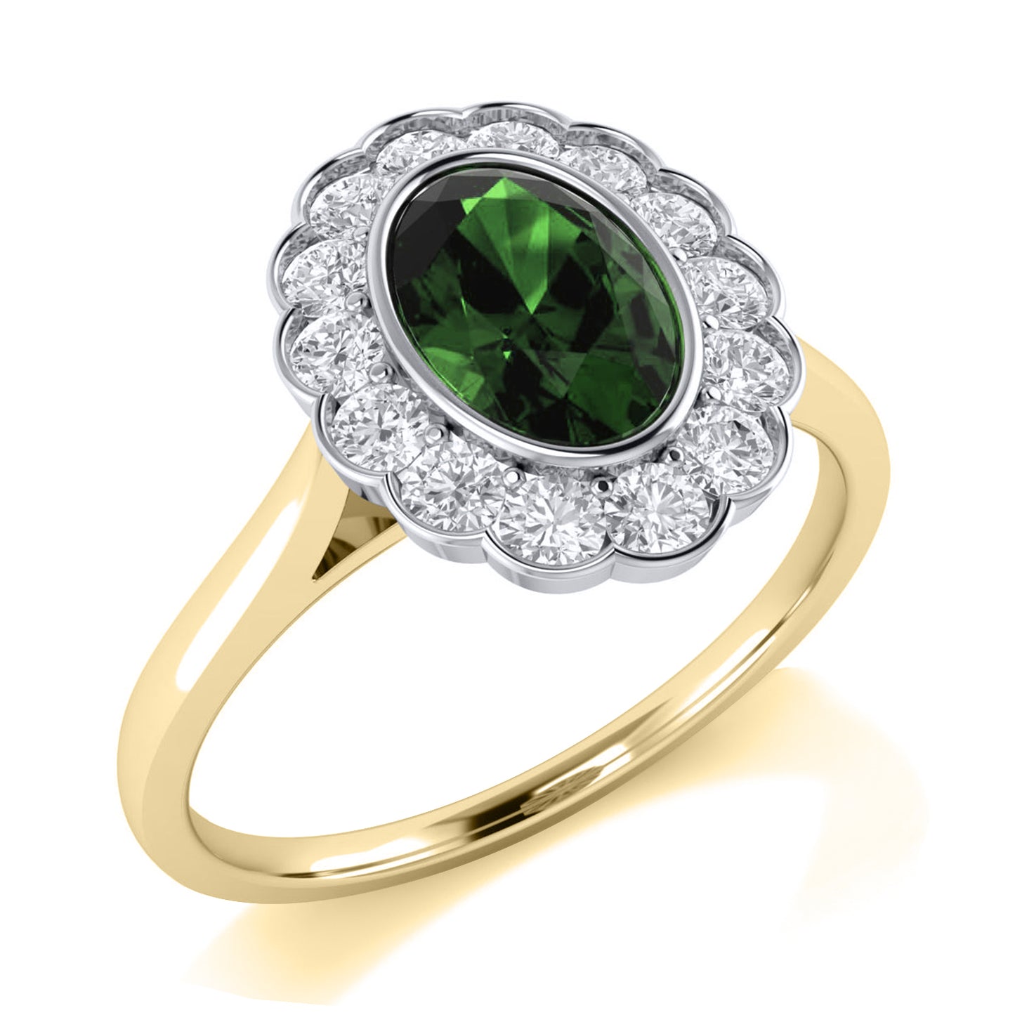 Oval Diamond and Colour Gemstone Ring