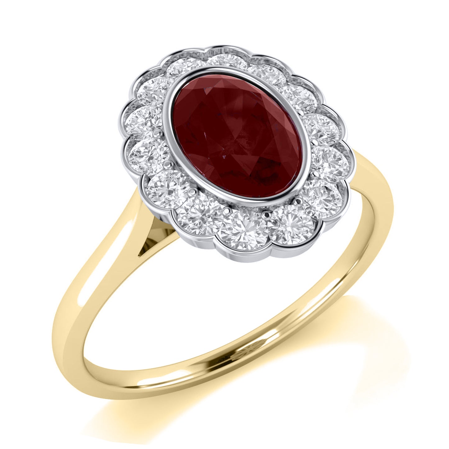 Oval Diamond and Colour Gemstone Ring