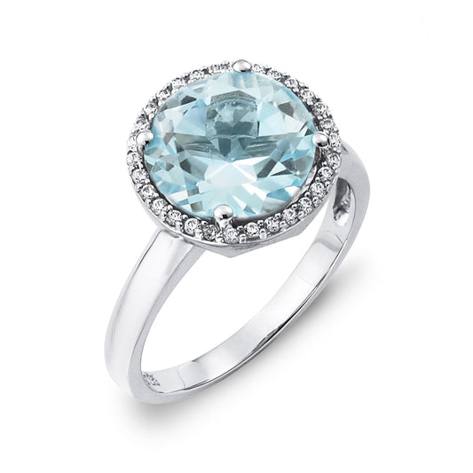 Blue Topaz and Diamond Ring
