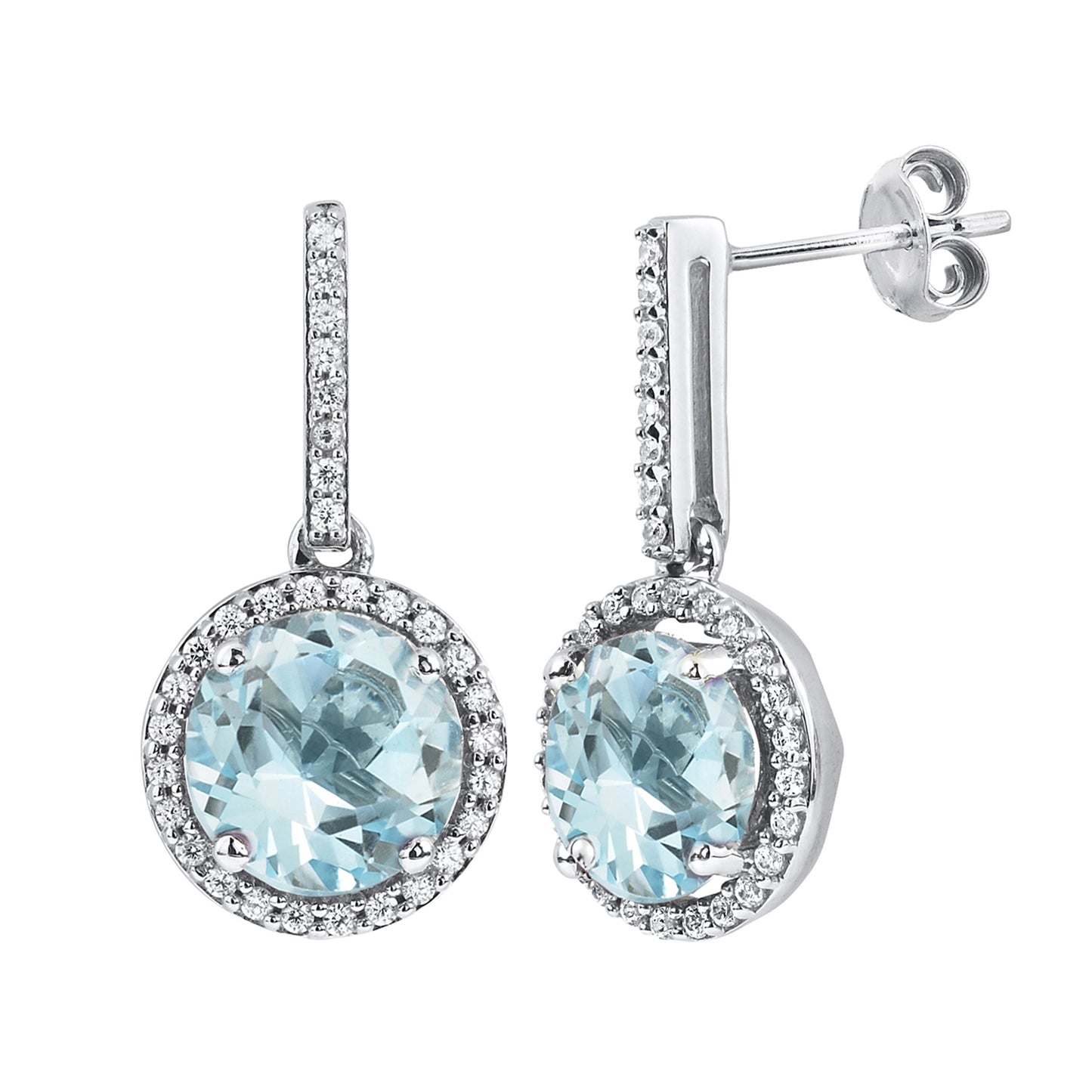Blue Topaz and Diamond Drop Earrings