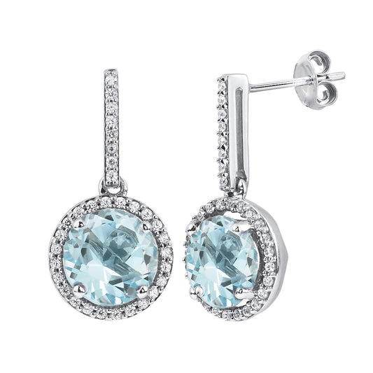 Blue Topaz and Diamond Drop Earrings