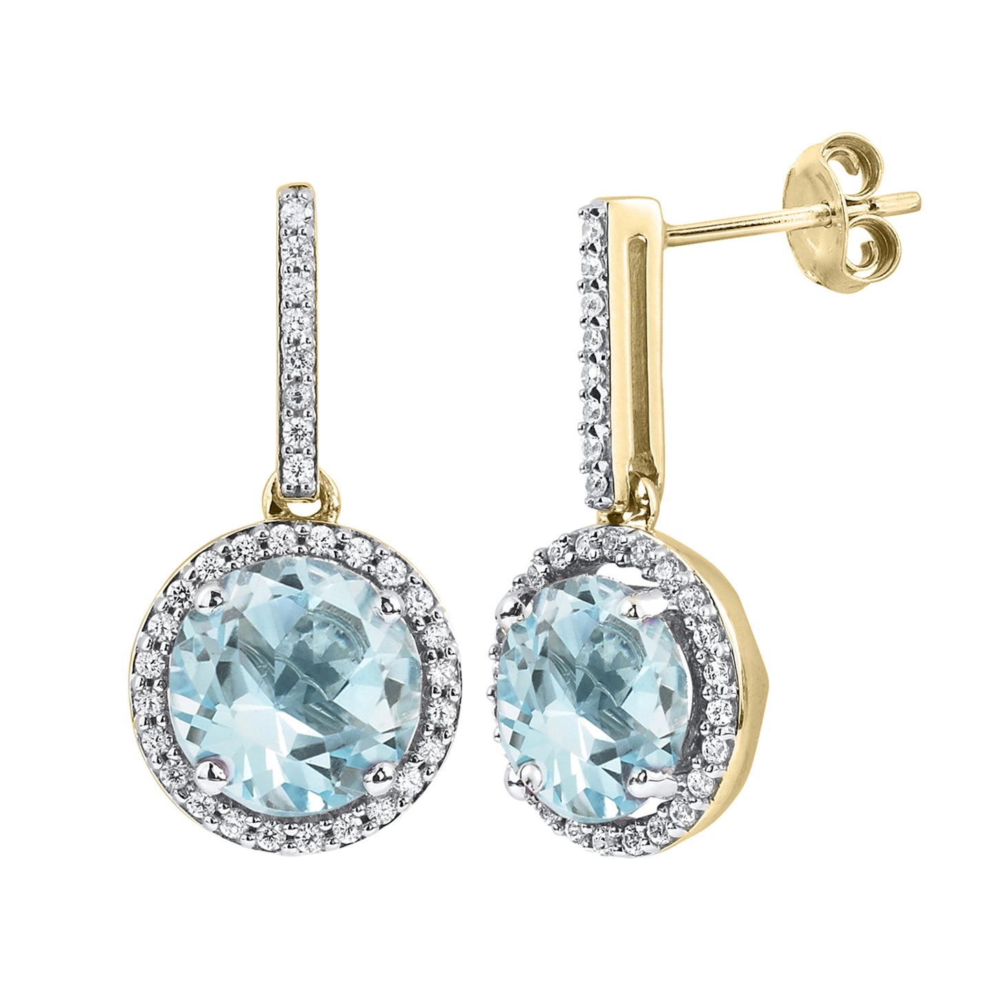 Blue Topaz and Diamond Drop Earrings