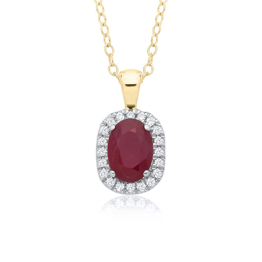 Diamond and oval colour stone pendant