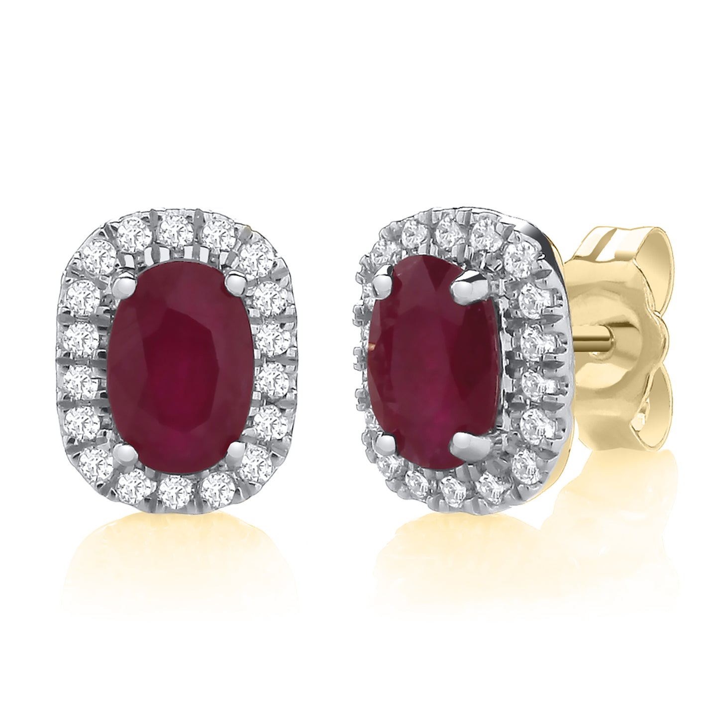 Ruby and Diamond Oval Stud Earrings
