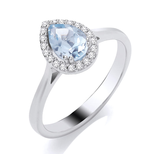 Pear shaped Blue Topaz & Diamond ring.