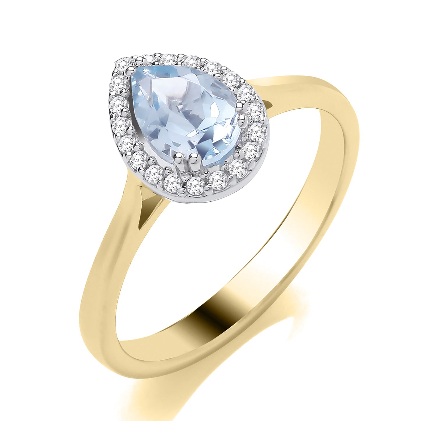 Pear shaped Blue Topaz & Diamond ring.