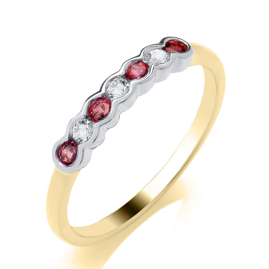7 Stone diamond and colourstone ring